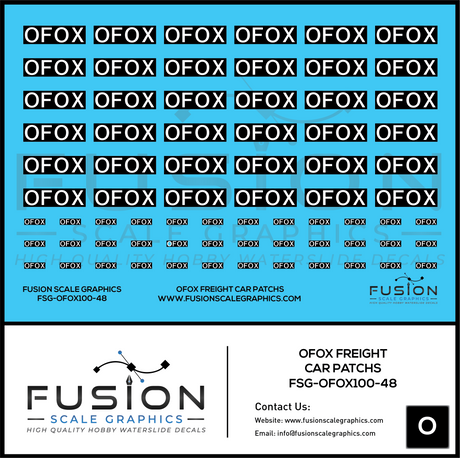 O Scale OFOX White/Black Freight Car Patch Outs Decal Set