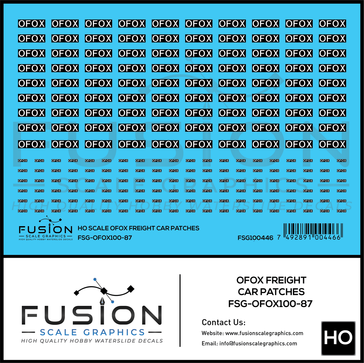 HO Scale OFOX White/Black Freight Car Patch Outs Decal Set