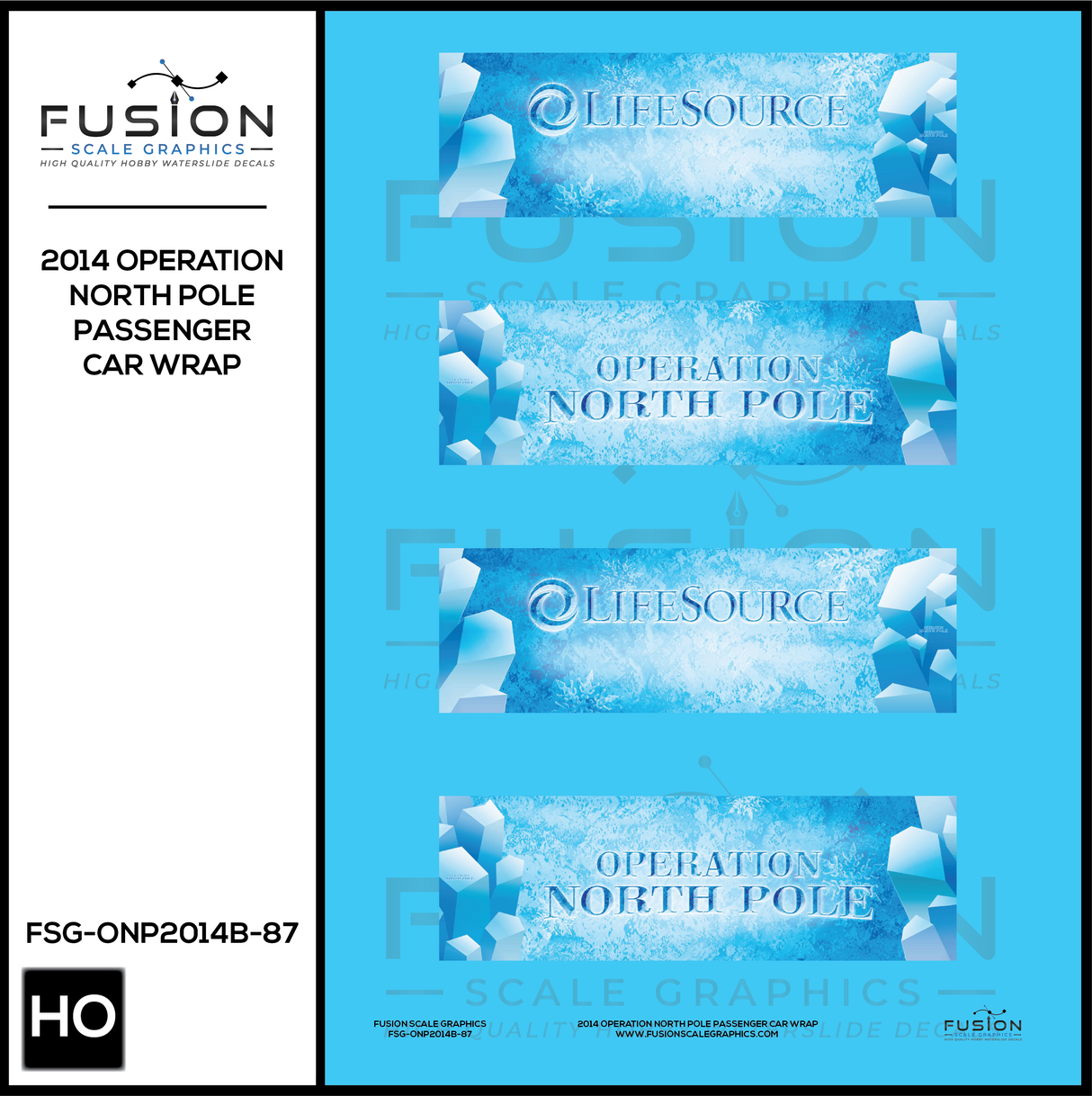 HO Scale Metra Operation North Pole 2014 Passenger Car Wrap Decal Set