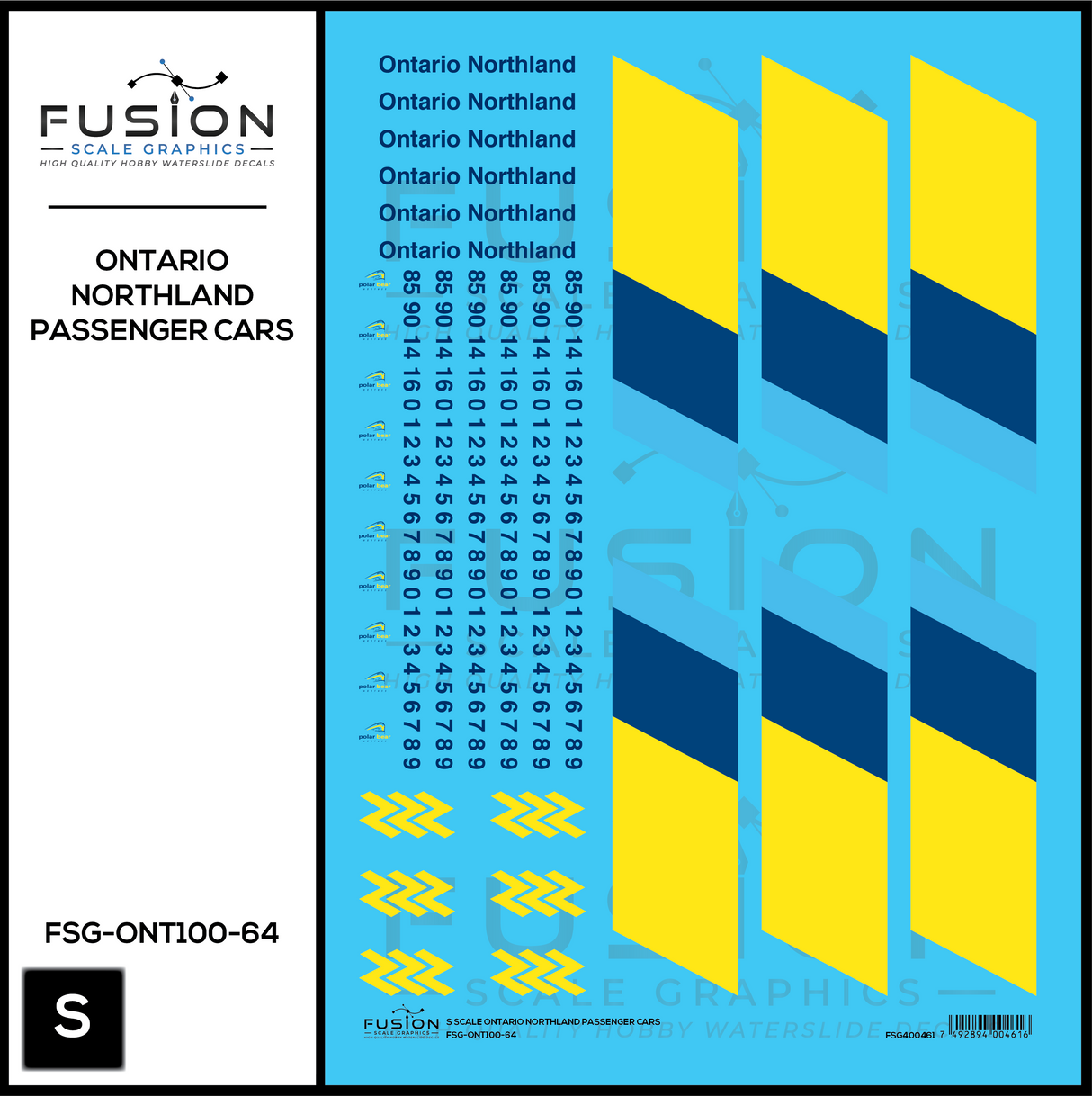S Scale Ontario Northland Passenger Cars Decal Set