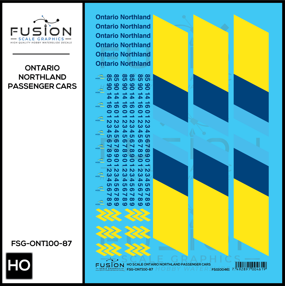 HO Scale Ontario Northland Passenger Cars Decal Set