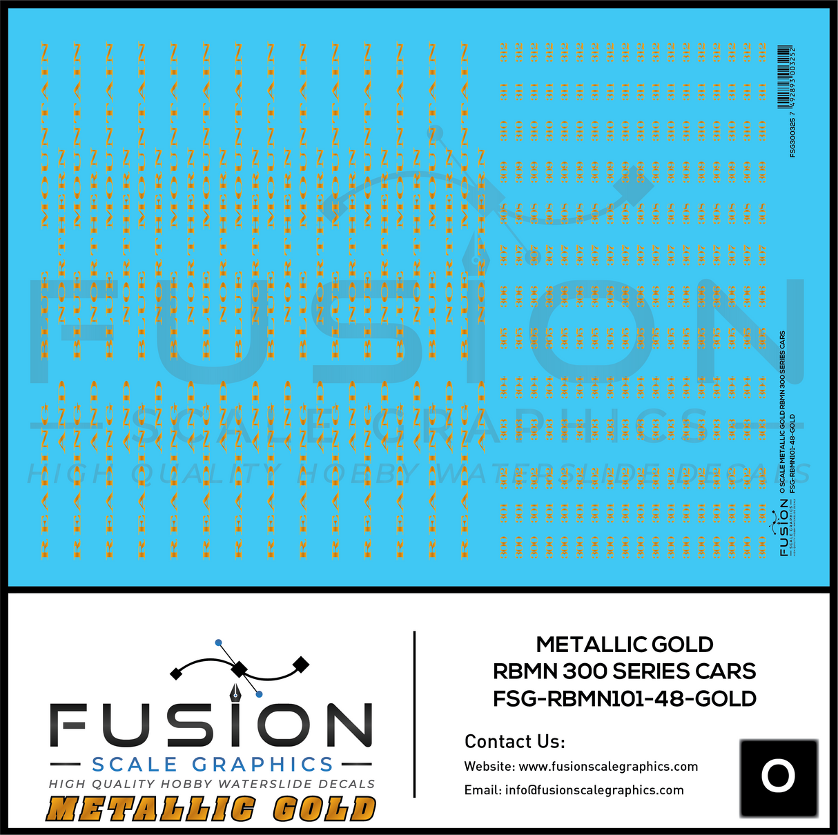 O Scale Metallic Gold Reading Blue Mountain & Northern 300 Series Passenger Cars Decal Set
