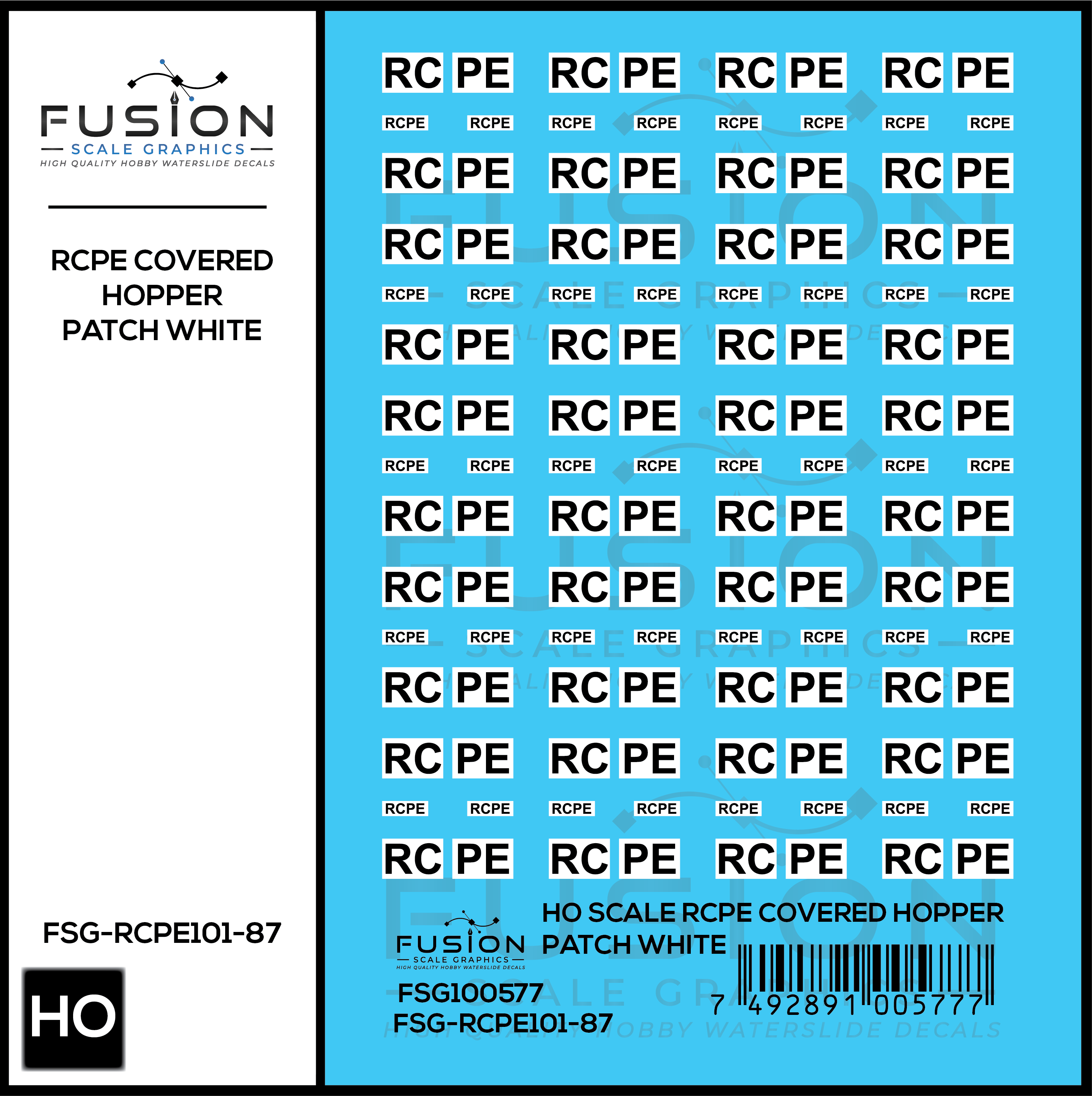 Amin Ricker Rcpe HO Scale RCPE Covered Hopper Letter Patch W/White Backing Decal Set ...