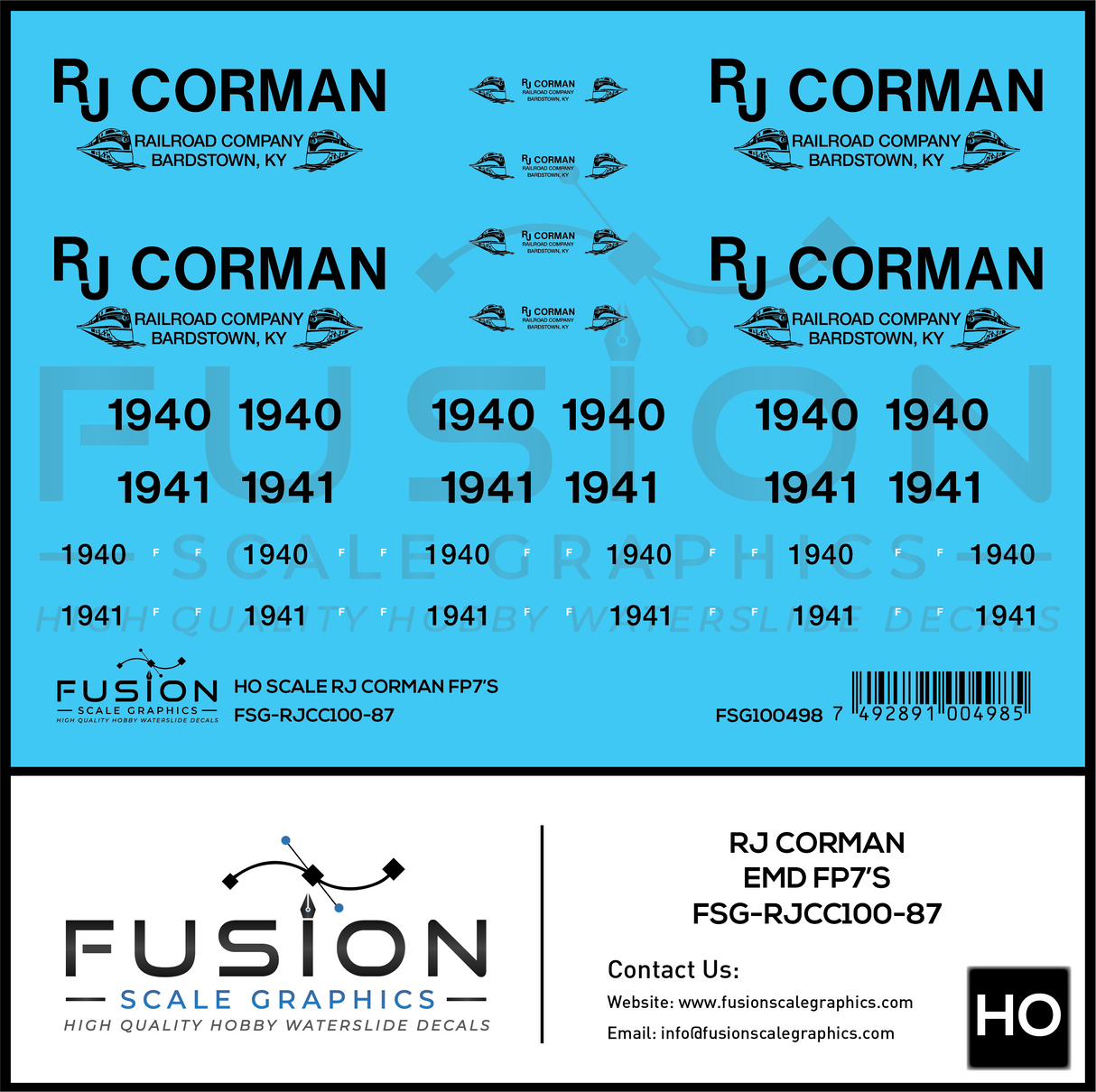HO Scale RJ Corman EMD FP7 Locomotives Decal Set