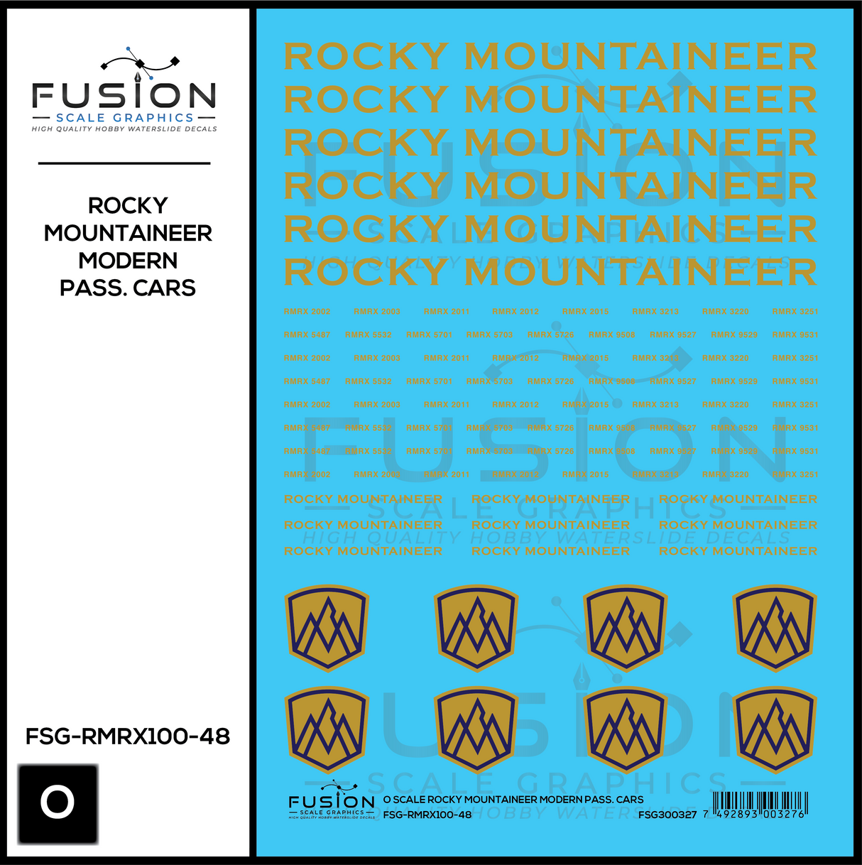 O Scale Rocky Mountaineer Modern Passenger Cars Decal Set
