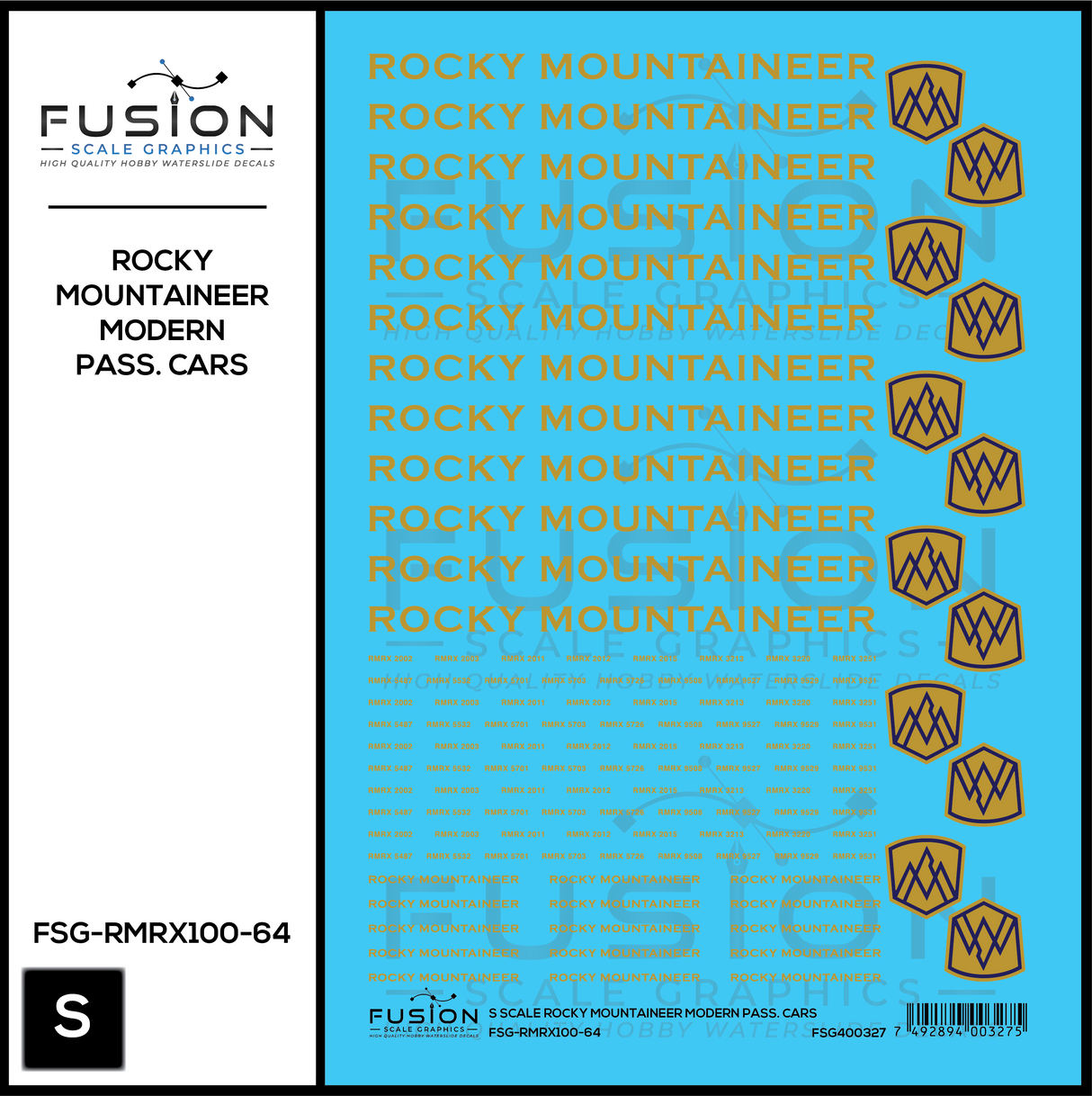 S Scale Rocky Mountaineer Modern Passenger Cars Decal Set