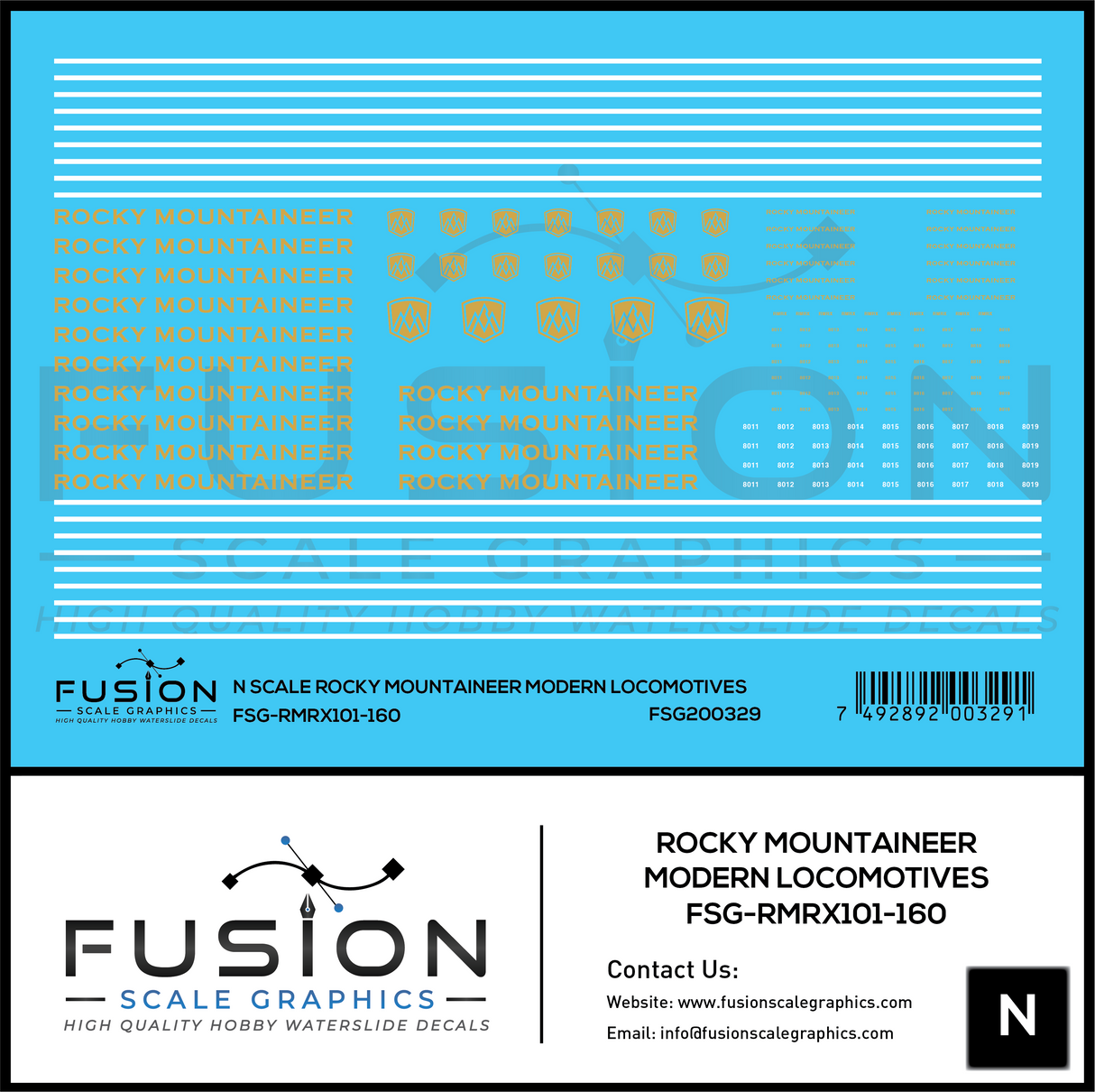 N Scale Rocky Mountaineer Modern Locomotives Decal Set