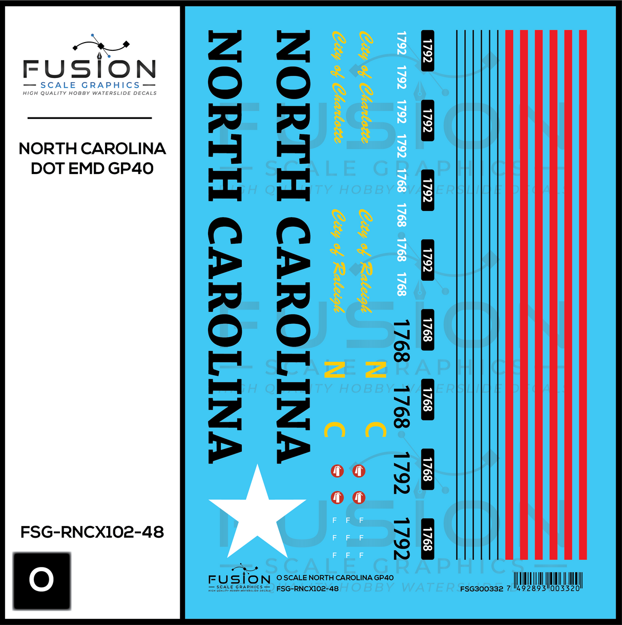 O Scale North Carolina DOT EMD GP40 Locomotive Decal Set