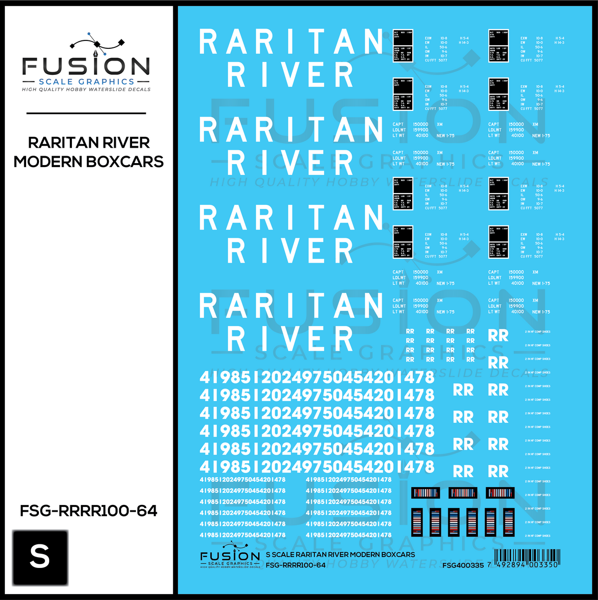 S Scale Raritan River Modern Boxcars Decal Set