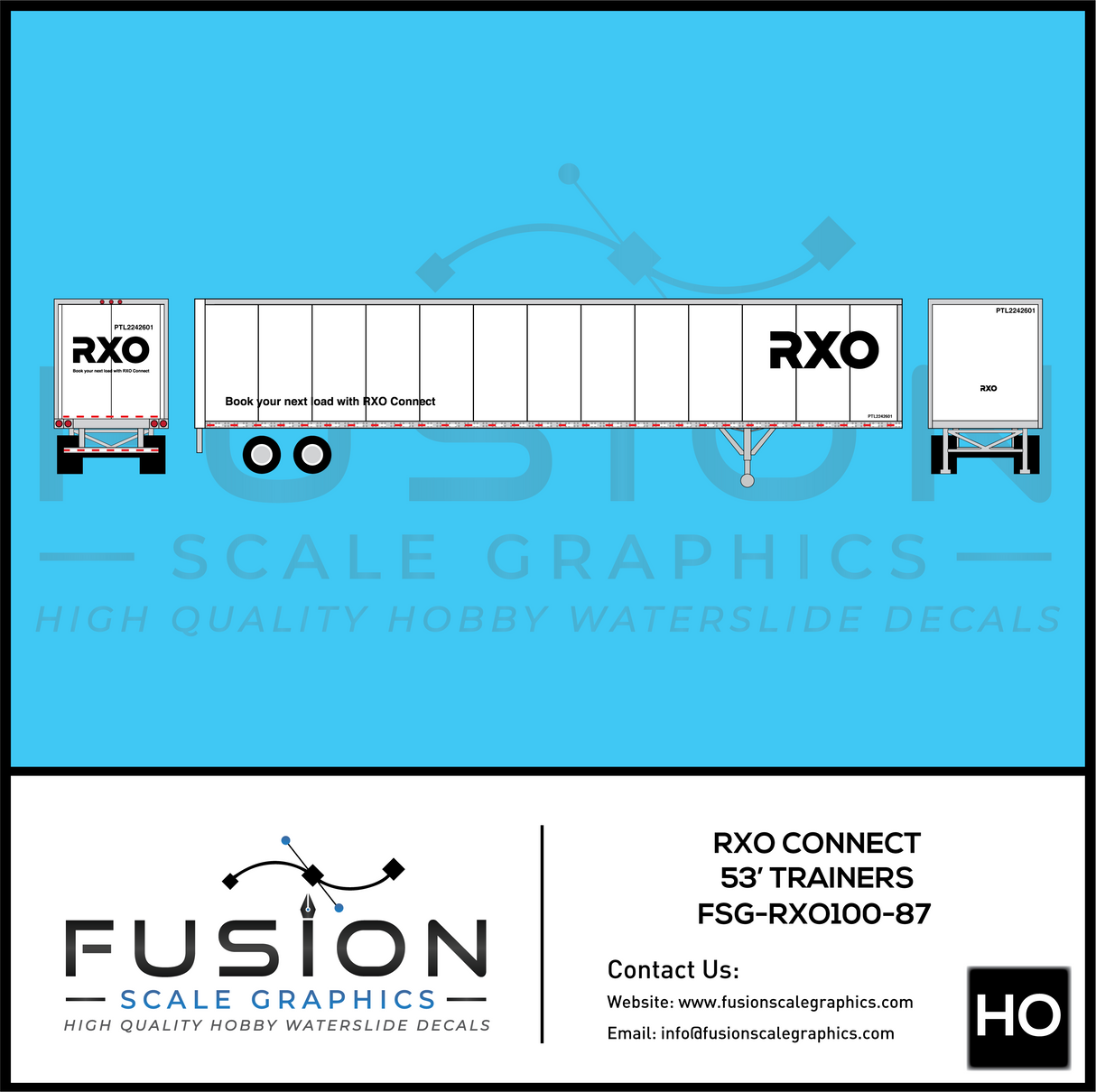 HO Scale RXO Connect Trucking 53' Trailers Decal Set