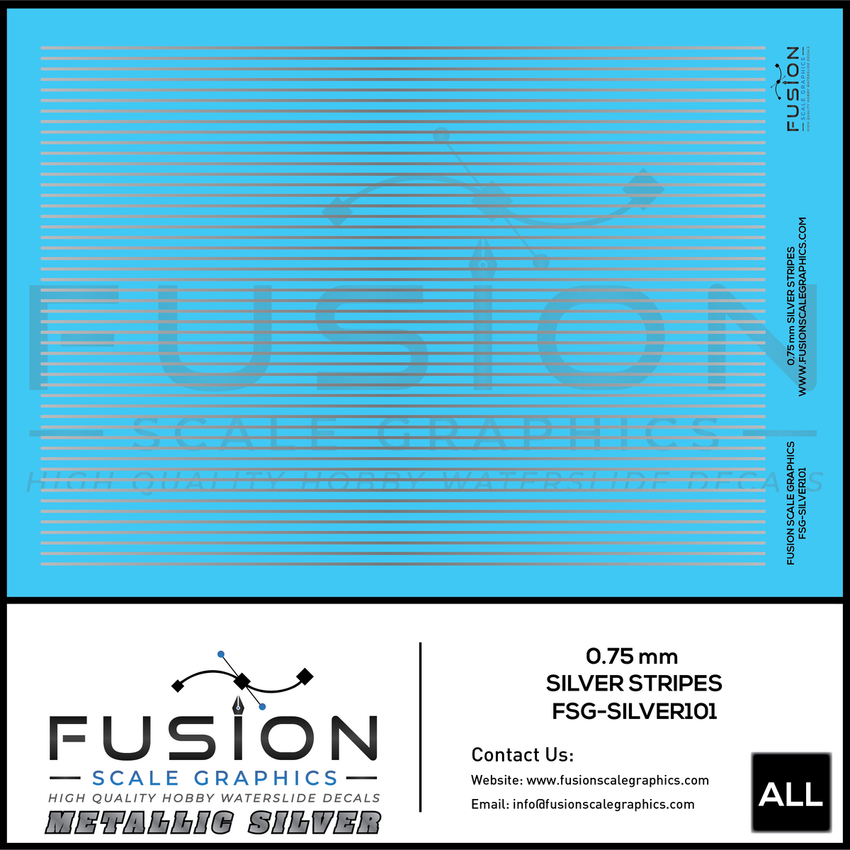 Metallic Silver 0.75mm Wide Gold Stripe Decal Set – Fusion Scale Graphics