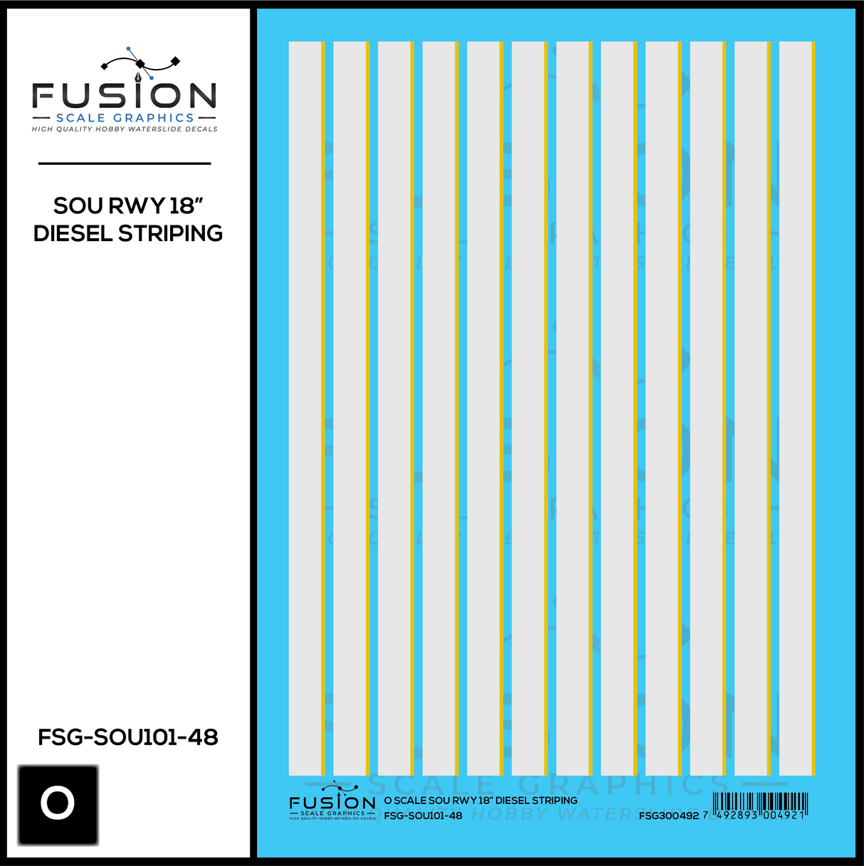 O Scale Southern Railway 18" Diesel Locomotive Striping Decal Set