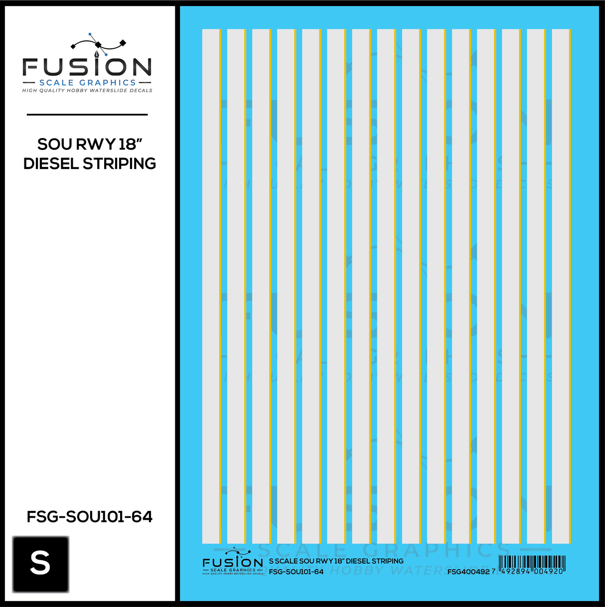S Scale Southern Railway 18" Diesel Locomotive Striping Decal Set