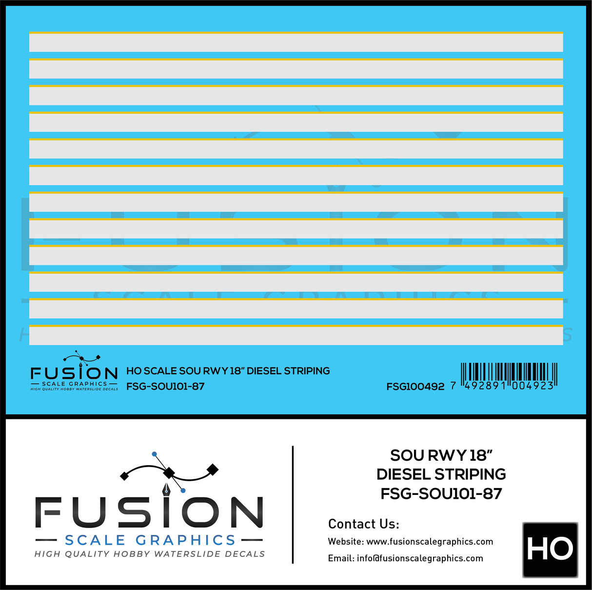HO Scale Southern Railway 18" Diesel Locomotive Striping Decal Set