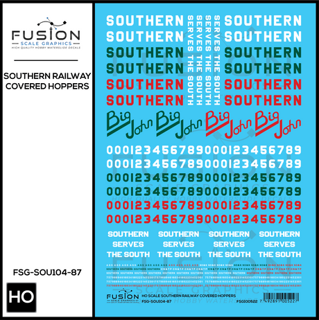 HO Scale Southern Railway Covered Hoppers Decal Set