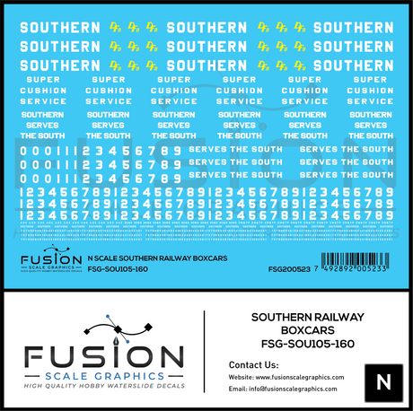 N Scale Southern Railway Boxcars Decal Set