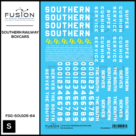 S Scale Southern Railway Boxcars Decal Set