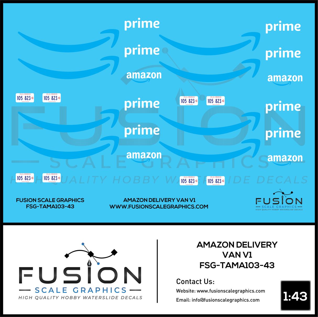 1:43 Scale Amazon Delivery Van Decal Set V1