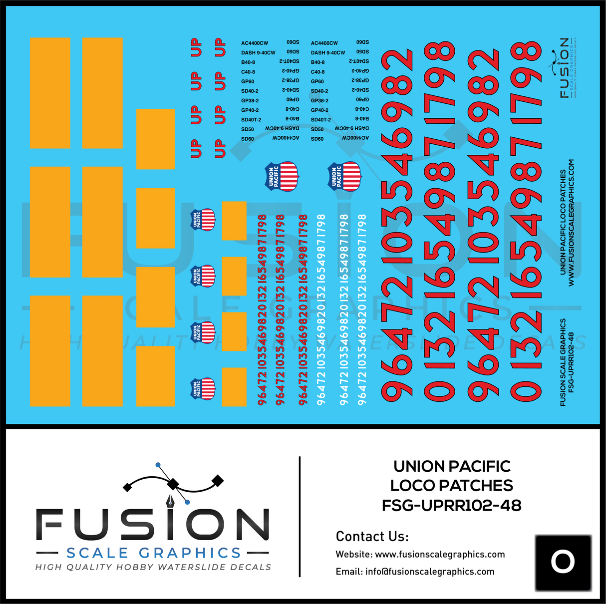 O Scale Union Pacific Locomotive Patching Decal Set