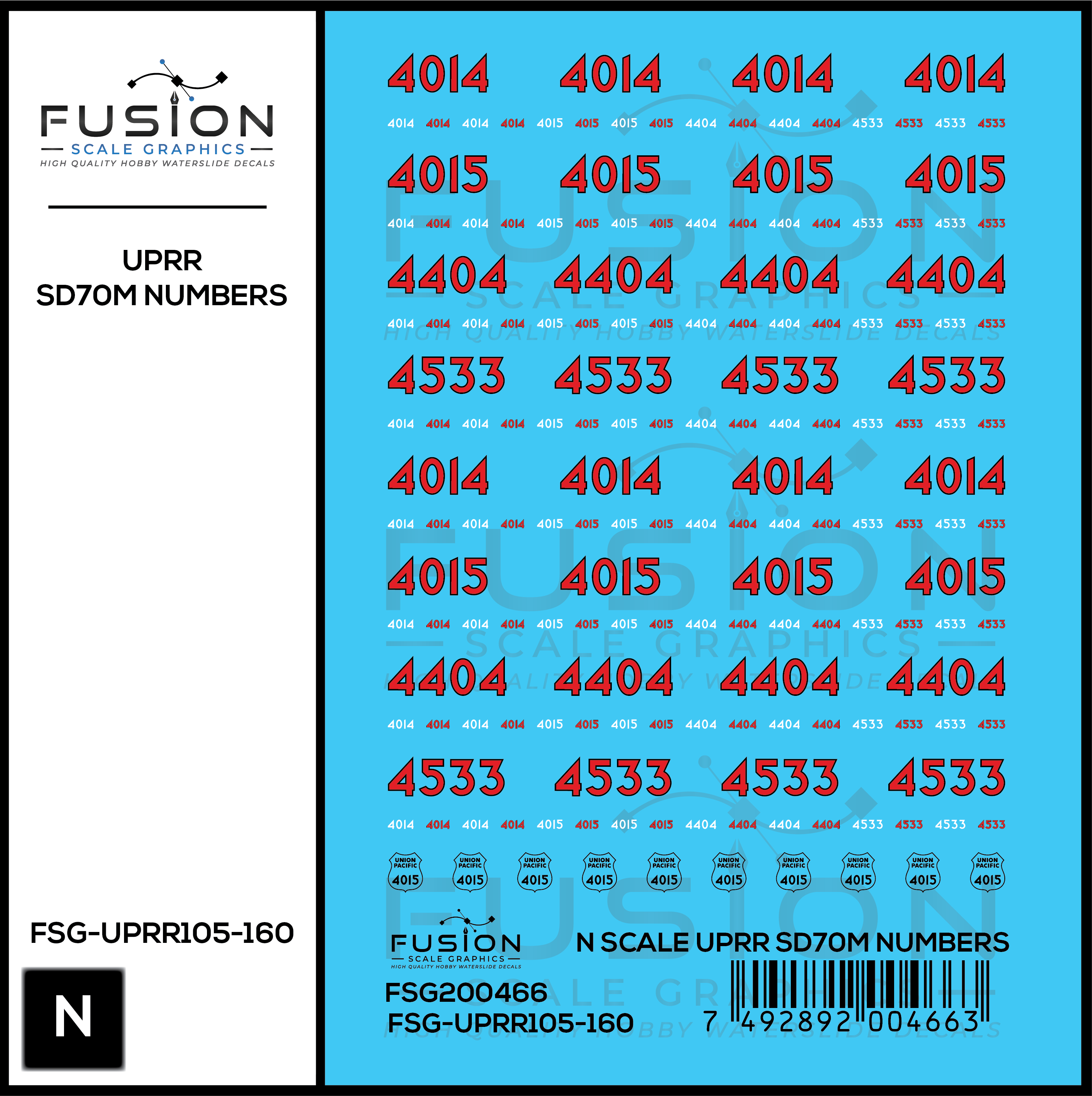 N Scale Union Pacific UPRR Heritage SD70M Locomotive Numbers – Fusion ...