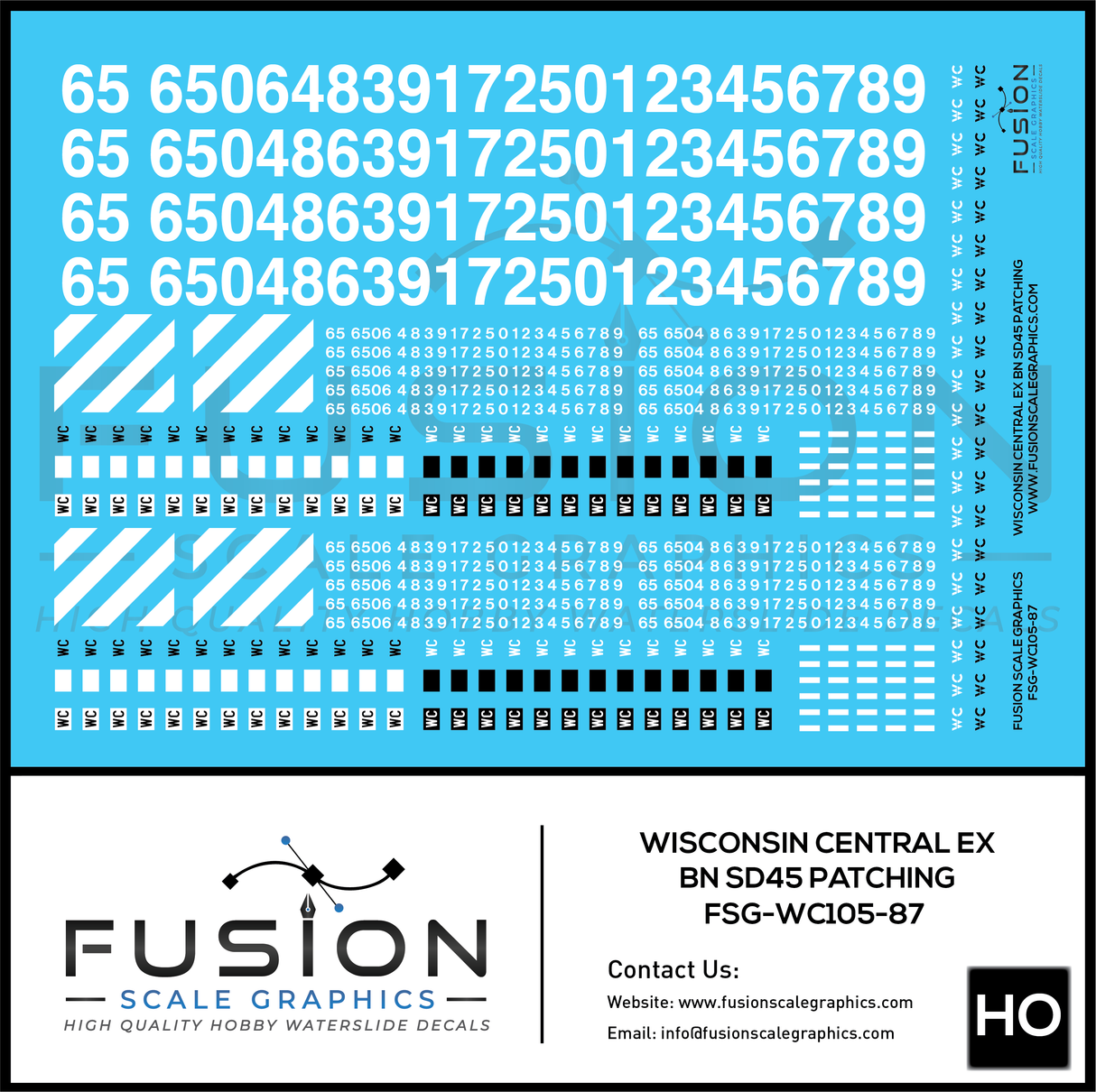 HO Scale Wisconsin Central Ex BN EMD SD45 Locomotive Patching Decal Set