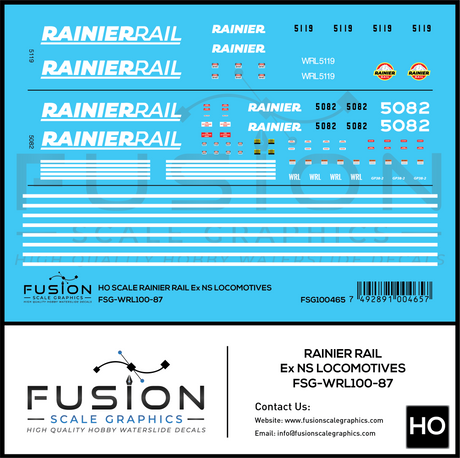 HO Scale Rainier Rail Ex NS GP38-2 Locomotives Decal Set