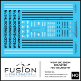 HO Scale Wisconsin & Southern WSOR EMD SD60M (ex UP) Locomotives Decal Set
