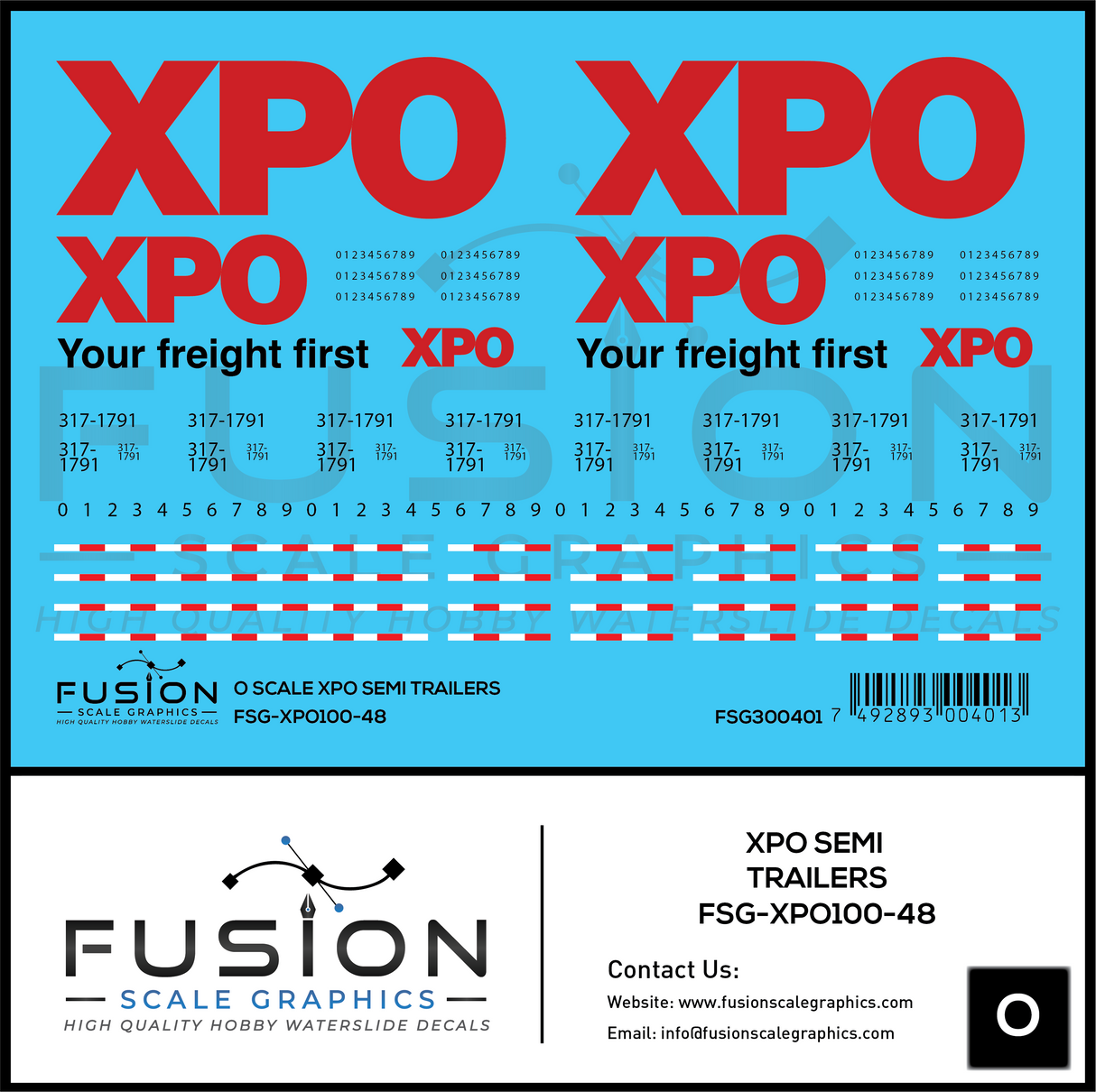 O Scale XPO Semi Trailers Decal Set