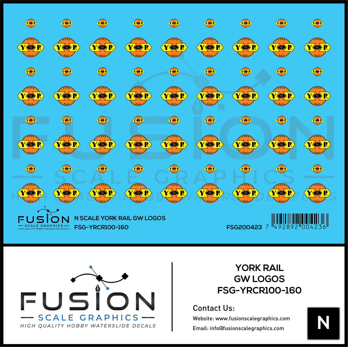 N Scale York Rail GW Logos Decal Set