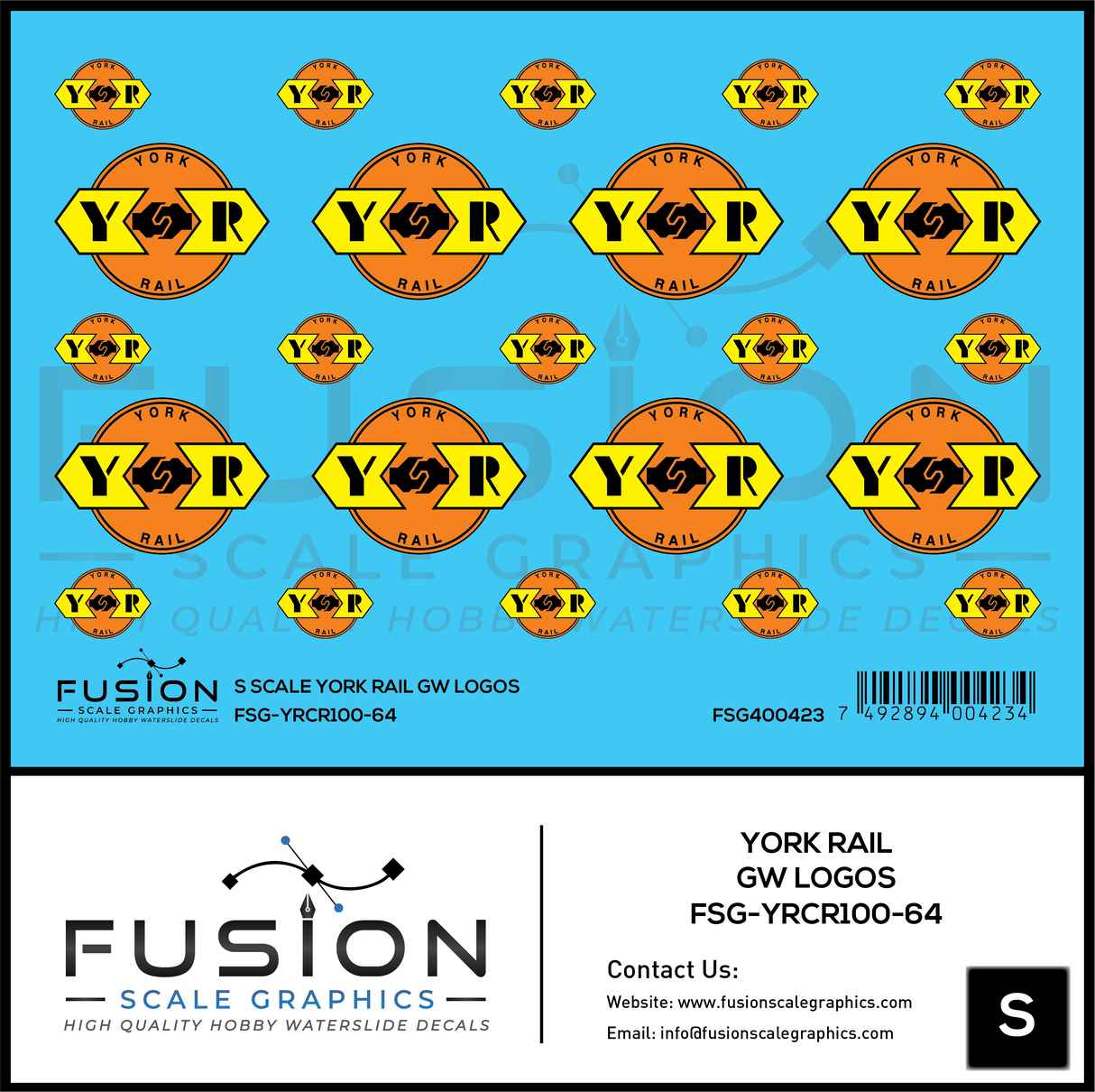 S Scale York Rail GW Logos Decal Set