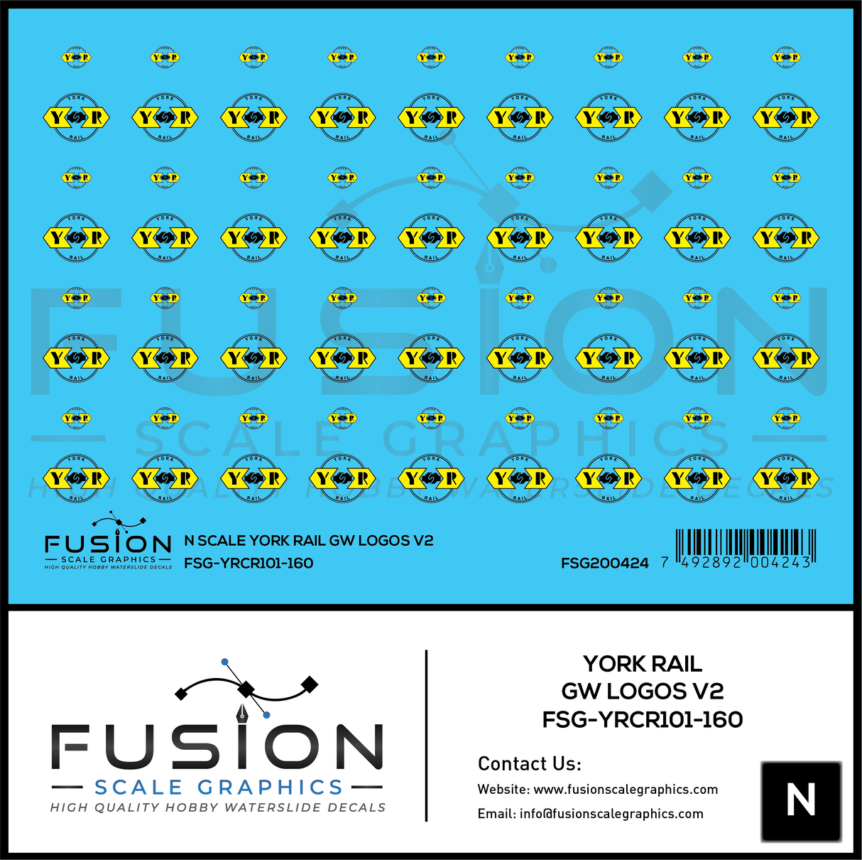 N Scale York Rail GW Logos V2 Decal Set