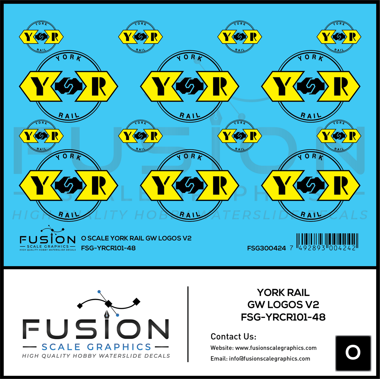 O Scale York Rail GW Logos V2 Decal Set