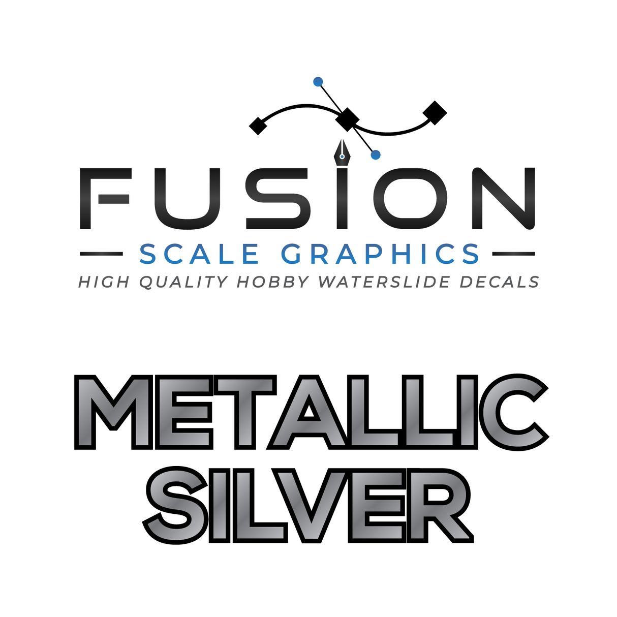 Fusion Scale Graphics Custom Metallic Silver Waterslide Decal Printing Quarter Sheet A6