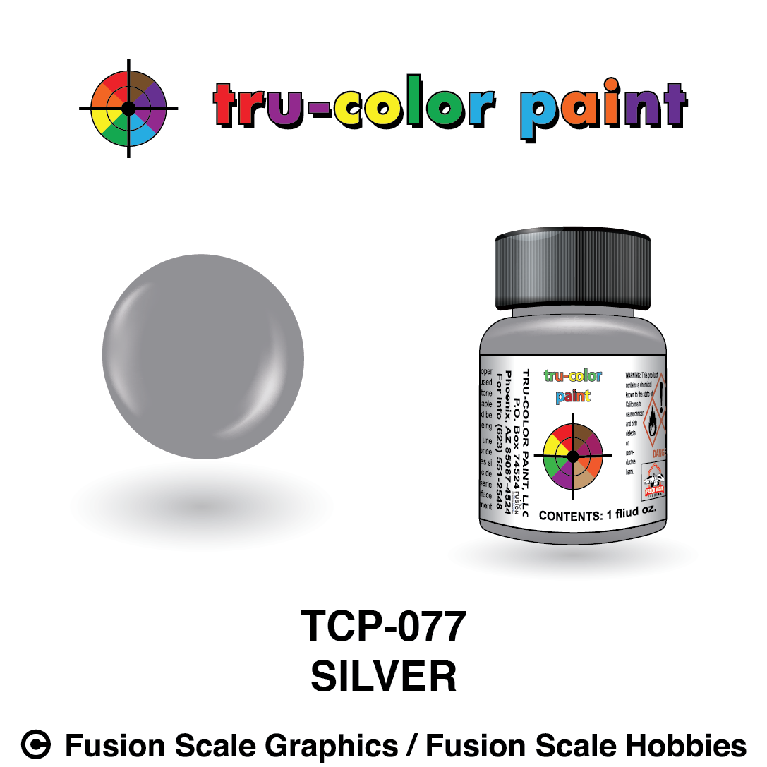Rasheed 077 Tru Color Paint Silver 1oz Bottle - 077 – Fusion Scale Graphics