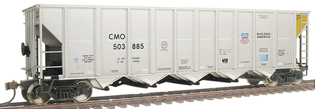 HO Scale UP/CMO Style RD-4 Coal Hopper White Dashes Reflective Decal Set