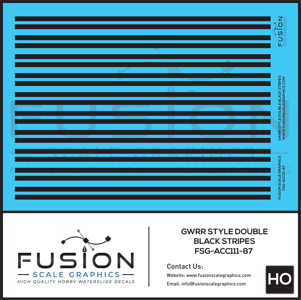 HO Scale Genesee and Wyoming Style Double Black Stripes Decal Set
