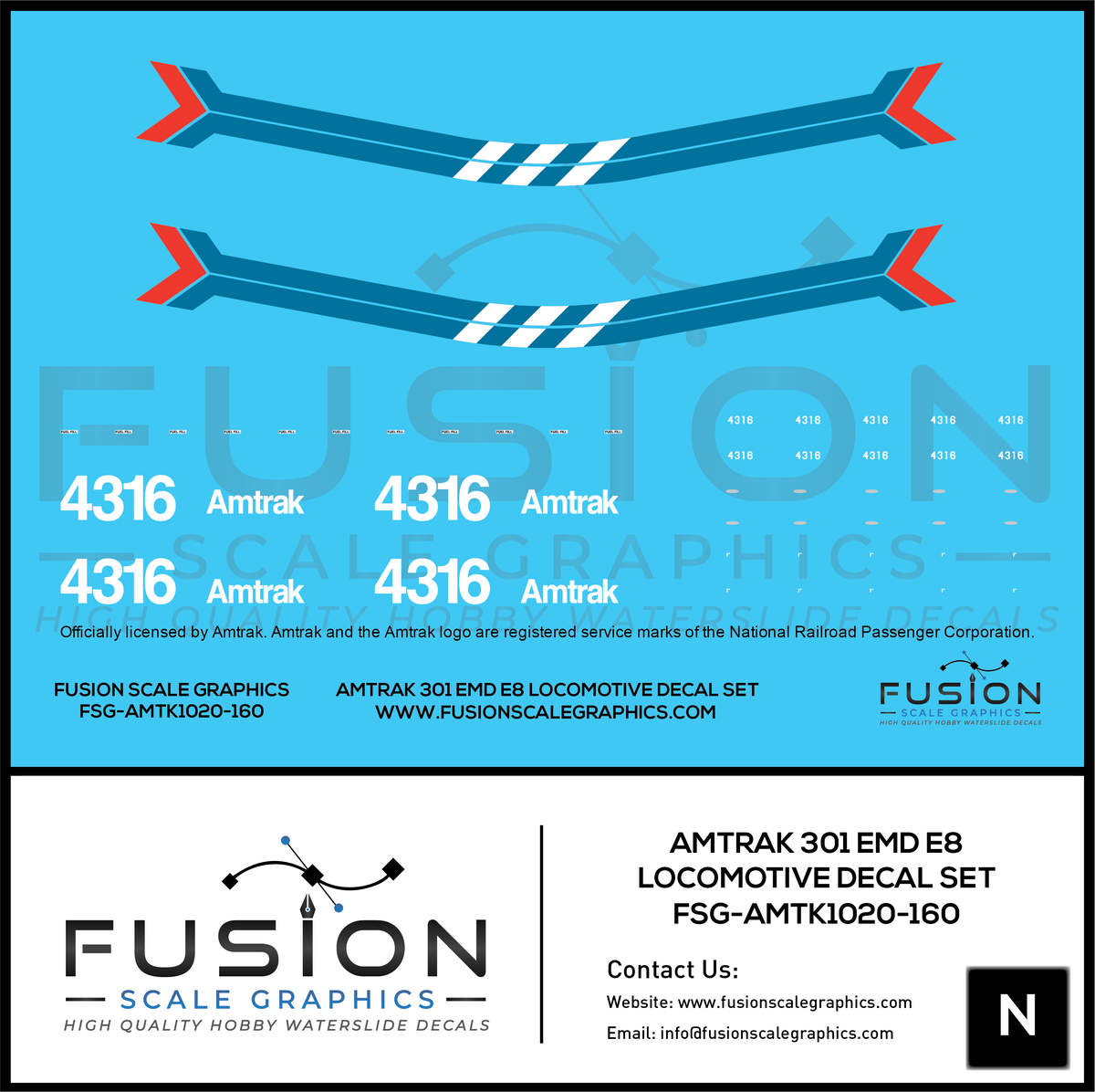 Fusion Scale Graphics: Licensed Amtrak Hobby Waterslide Decals – Page 2