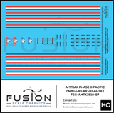 HO Scale Amtrak Phase III Pacific Parlour Car Decal Set