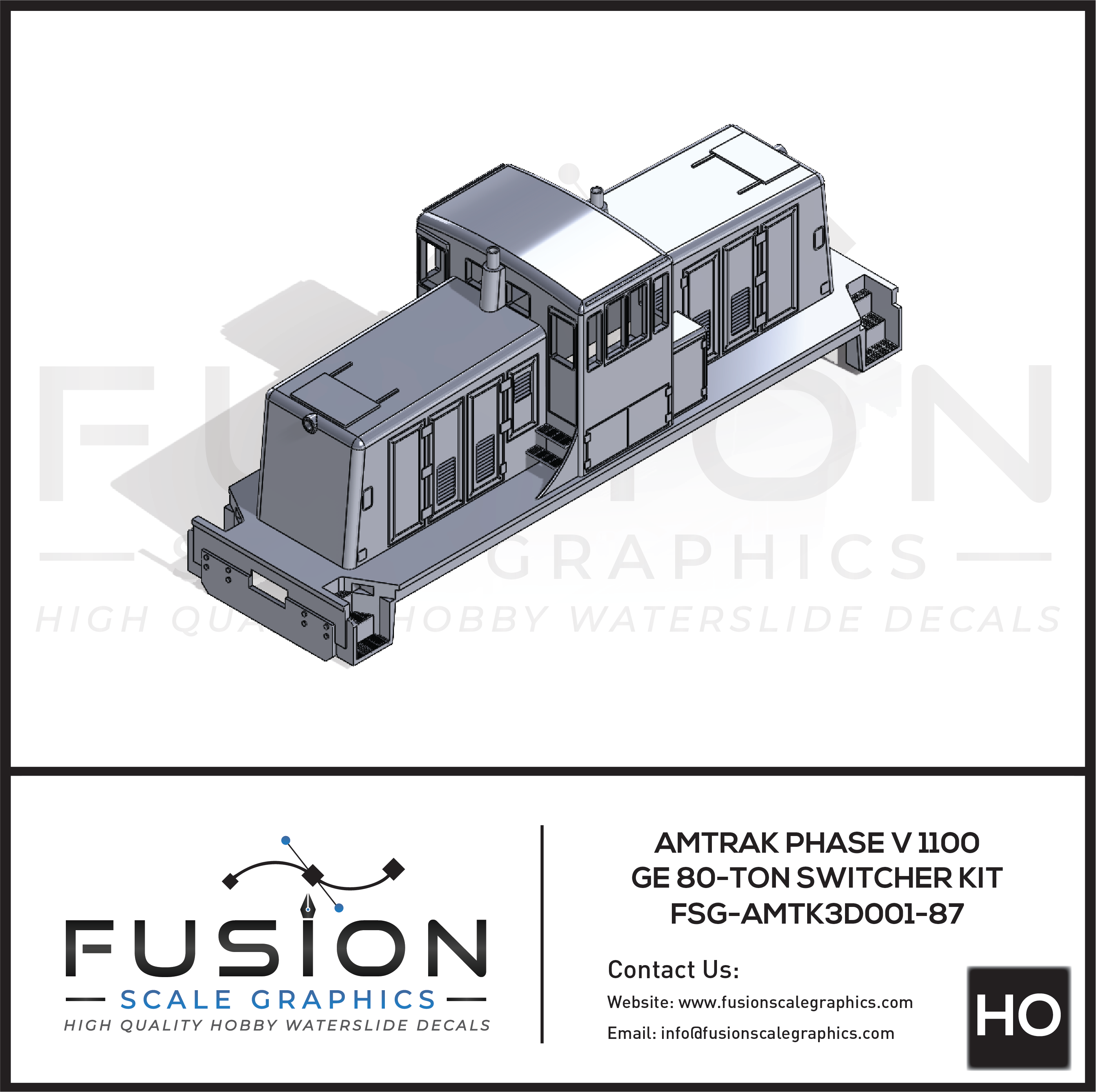 HO Scale Amtrak Phase V 1100 GE 80-Ton Switcher Kit – Fusion Scale
