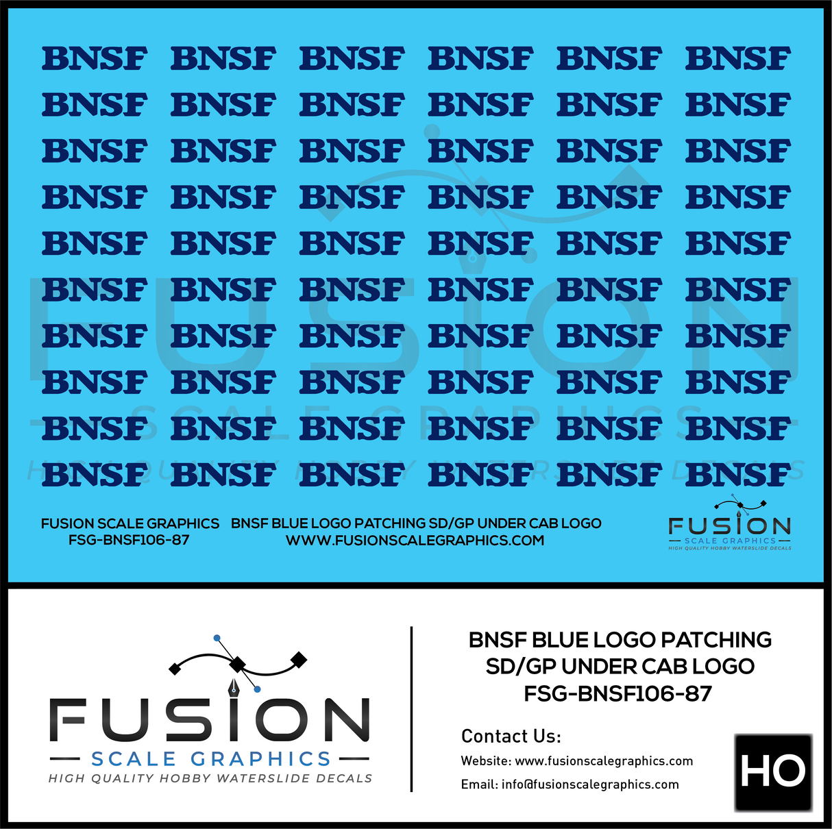 HO Scale BNSF Blue Logo Locomotive Patching Decal Set