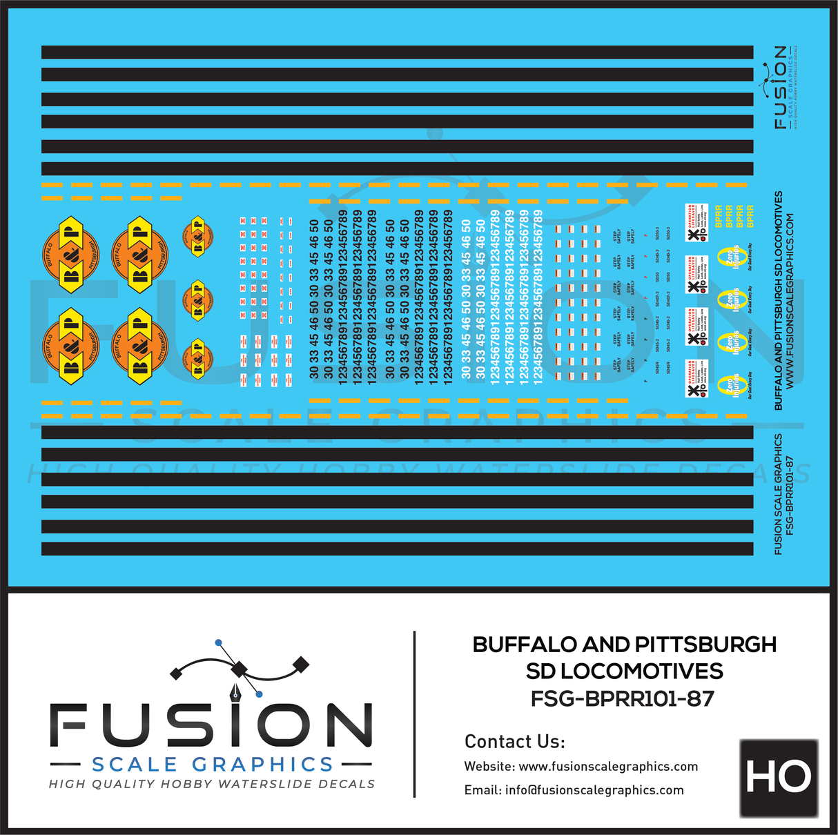 HO Scale Buffalo and Pittsburgh EMD SD40' and SD45's Locomotives Decal Set