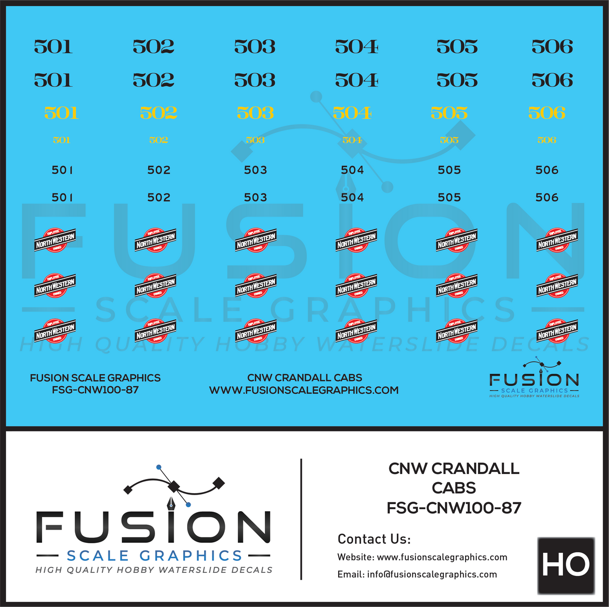 HO Scale CNW Crandall Cabs Decal Set
