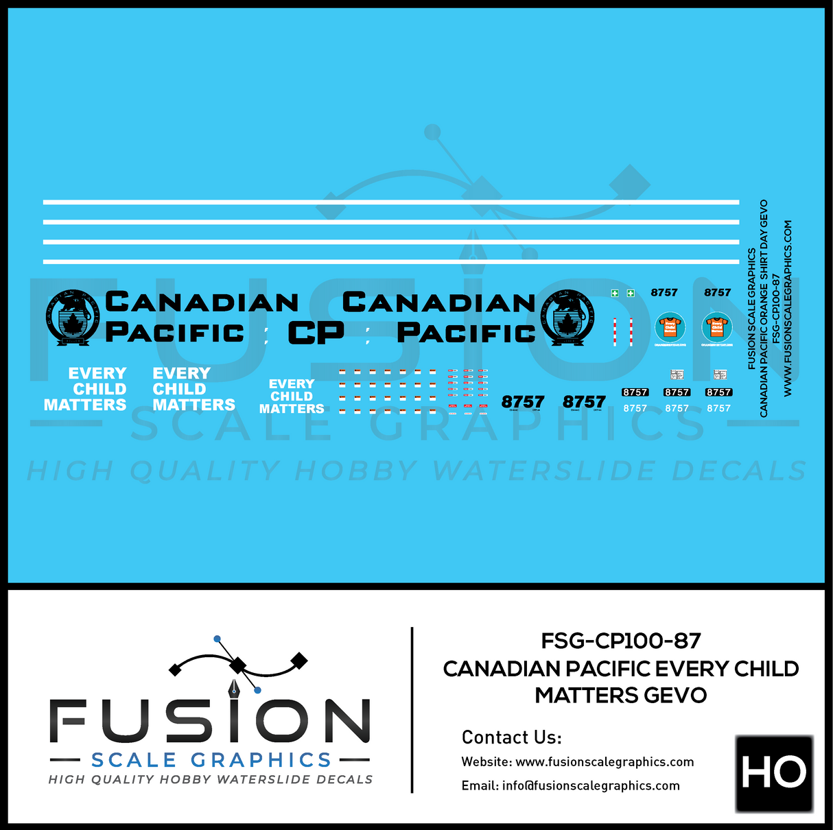 HO Scale Canadian Pacific Every Child Matters GEVO Decal Set