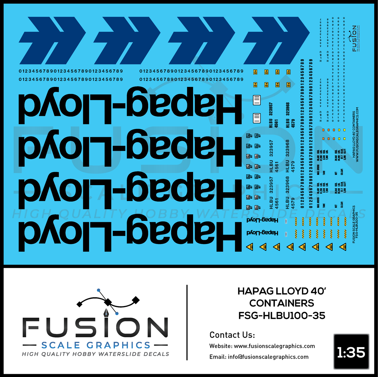 1:35 Scale Hapag-Lloyd 40' Shipping Container Decal Set