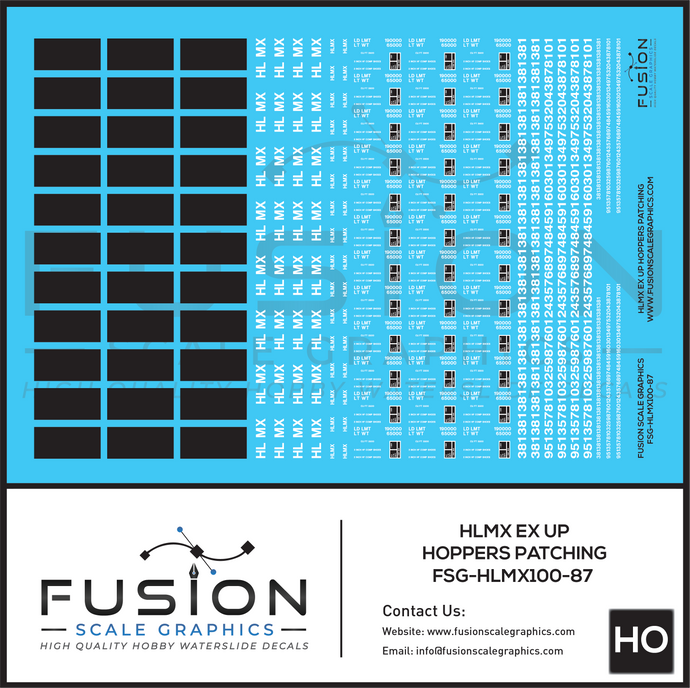HO Scale ex Union Pacific UP HLMX Hopper Patching Decal Set – Fusion ...
