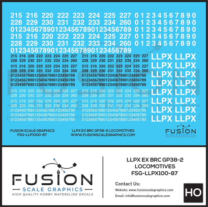 HO Scale LLPX ex BRC EMD GP38-2 Locomotives Decal Set – Fusion Scale ...