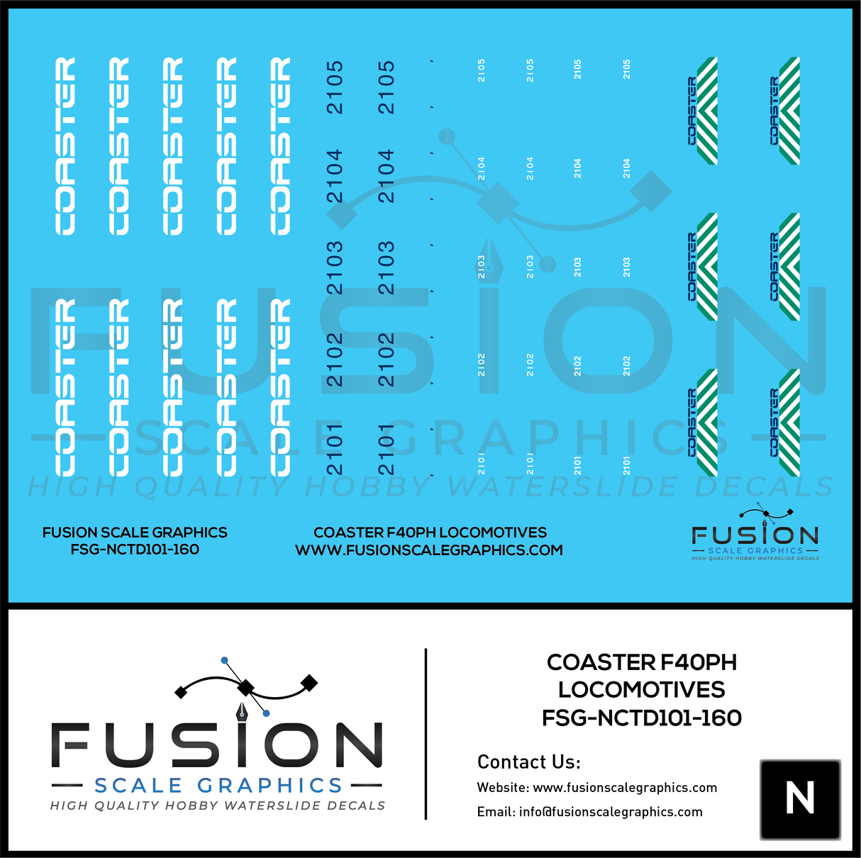 N Scale Coster F40PH Locomotives Decal Set