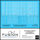 HO Scale White NDYX Freight Car Lettering Decal Set