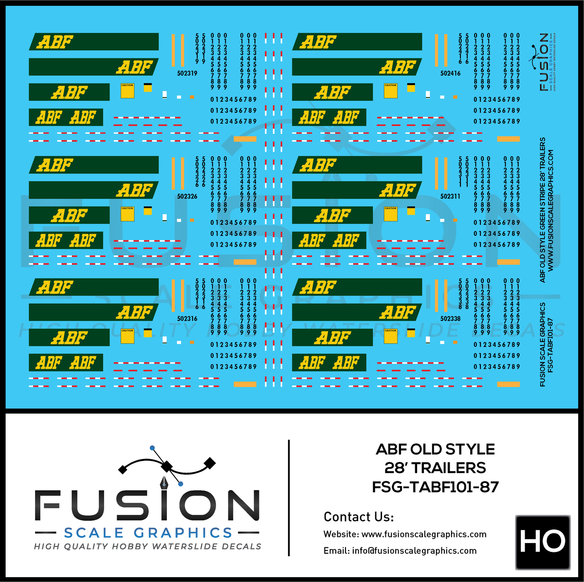 Afp Decal Fusion Scale Graphics: HO Scale ABF Freight Trucking Decals - Railroad