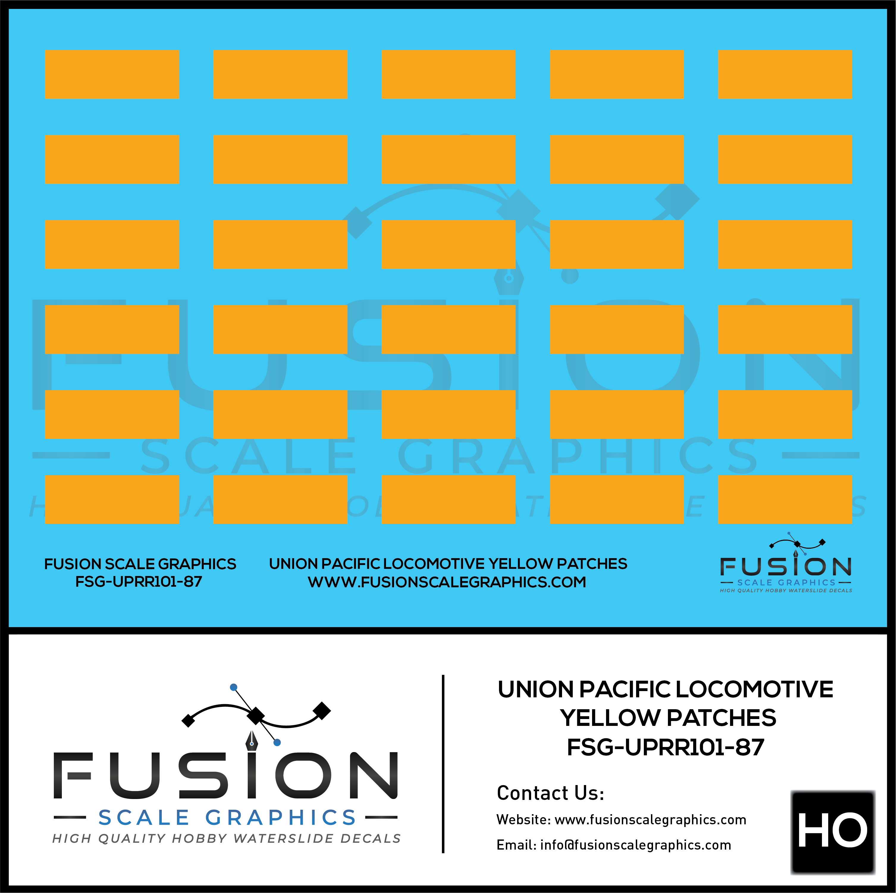 HO Scale Union Pacific Yellow Locomotive Cab Patches Decal Set – Fusion  Scale Graphics